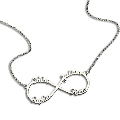 Personalized Moms Infinity Necklace with 4 Names