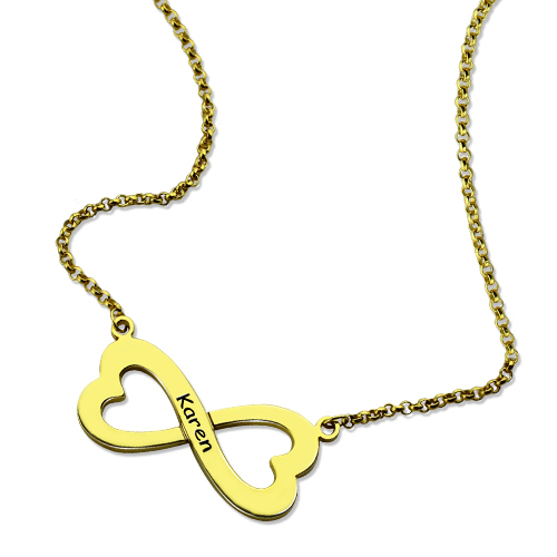 Customized Infinity HeartShaped Name Necklace In Gold