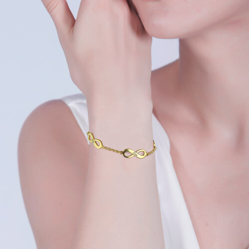 Custom Women's Name Bracelet 18k Gold Plated - GetNameNecklace