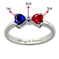 Personalized Birthstones Bow Ring Platinum Plated