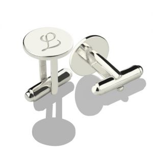 Cool Circle Initial Cufflinks Sterling Silver