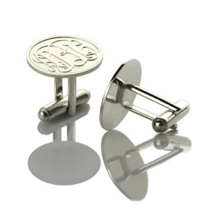 Noble Engraved Cufflinks with Monogram Sterling Silver