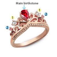 Prinzessin Krone Ring mit romantischen Geburtssteinen in Rosa Gold