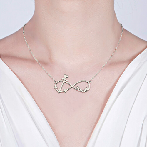 Infinity Anchor Name Necklace Sterling Silver Unique Pendant Fashion Customized Jewelry