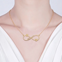 Custom Infinity Baseball Name Necklace Gold Plated