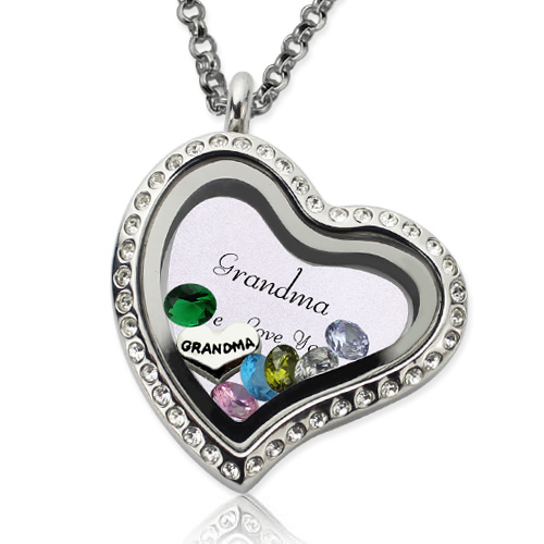 thumbnail image 2 of Round Locket With Birth Stones EVERLEAD Floating Locket Necklace - DIY Memory Pendant With Chain For Women DIY Memory Pendant Stainless Steel 2 of 10