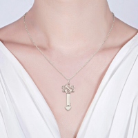 Sterling Silver Key Necklace with Fancy Monogram