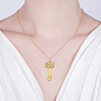 Custom Key Necklace with Fancy Monogram 18k Gold Plated