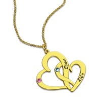 Gold Hearts Name Necklace