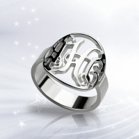 Cut Out Monogram Initial Ring Sterling Silver