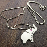 Good Luck Gift: Elephant Necklace Engraved Name