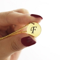 Personalized Initial Charm Discs Necklace 18k Gold Plated