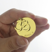 Om Yoga Name Pendant Necklace 18k Gold Plated