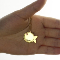 Kids Fish Name Necklace 18k Gold Plated
