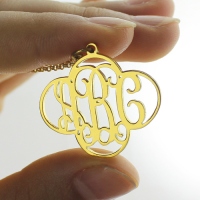 Personalized Cut Out Clover Monogram Necklace 18K Gold Plated