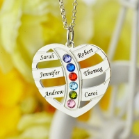Grandma's Necklace with 6 Kids Name & Birthstone Sterling Silver