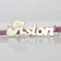 Personalized Solid White Gold BANANA Font Style Name Necklace