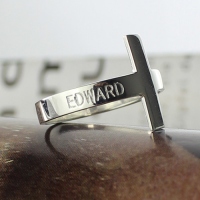 Engraved Name Cross Ring Sterling Silver