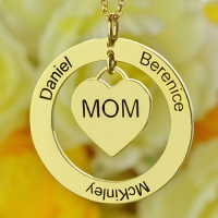 Cute Circle Family Names Necklace For Mom Gold Plating