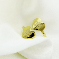 Double Heart Ring Engraved Monogram 18k Gold Plated