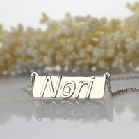  Raised Nori Letter Name Bar Necklace