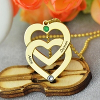 Gold Vertical Double Heart Necklace