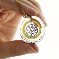 Sweet Circle Family Tree with Family Member’s Names Necklace