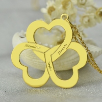 Triple Heart Necklace Gold Plated