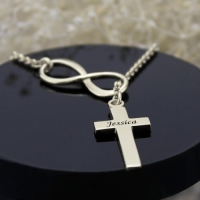Classy Infinity Cross Name Necklace Sterling Silver