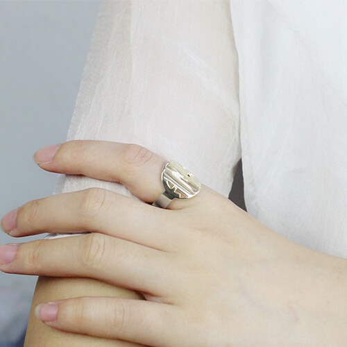 Personalized Cut Out Block Monogram Ring Sterling Silver
