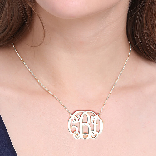 Personalized Celebrity Monogram Necklace In Sterling Silver