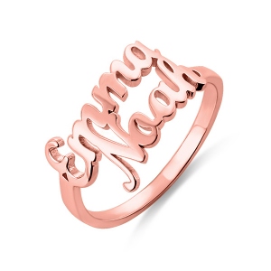 Personalized Double Name Ring Gift in Rose Gold