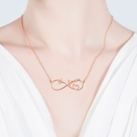 Infinity Heartbeat Name Necklace In Rose Gold