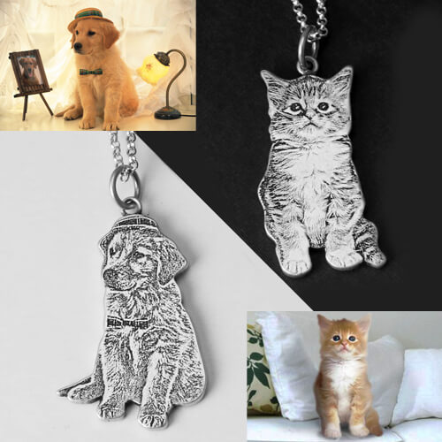 Custom Pet Silhouette Engraved Necklace