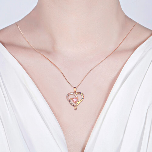 heart necklace with birthstone