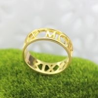 Personalized Roman Numerals Ring in Gold