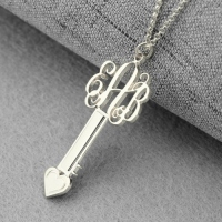 Monogram Key Necklace Sterling Silver with Heart