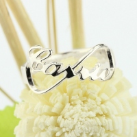 Dainty Custom Name Ring-Personalized Infinity Nameplate Ring Carrie Style Sterling Silver