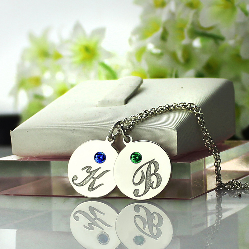 Colar com disco personalizado com inicial e pedra zodiacal