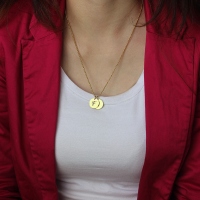 Personalized Initial Charm Discs Necklace 18k Gold Plated