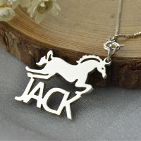 Customized Horse Pendant Necklace with Name for Childrens