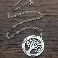Tree of Life Necklace with Customizable 1-6 Names in Silver