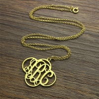 Personalized Cut Out Clover Monogram Necklace 18K Gold Plated