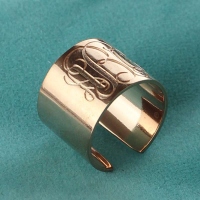 Stylish Engraved Monogram Cuff Ring Rose Gold
