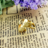 Double Heart Ring Engraved Monogram 18k Gold Plated