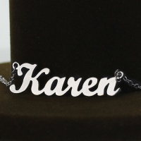 Solid White Gold Karen Style Name Necklace