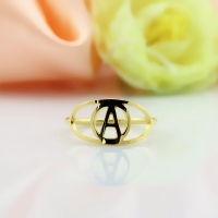 Personalized Eye Ring with Initial 18k Gold Plated