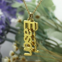 Family Vertical Names Necklace Gold
