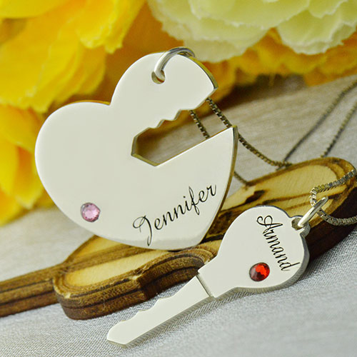  Key to My Heart Name Necklace With Birthstone
