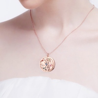 Refined 18K Rose Gold Plated Family Tree Birthstone Name Necklace
